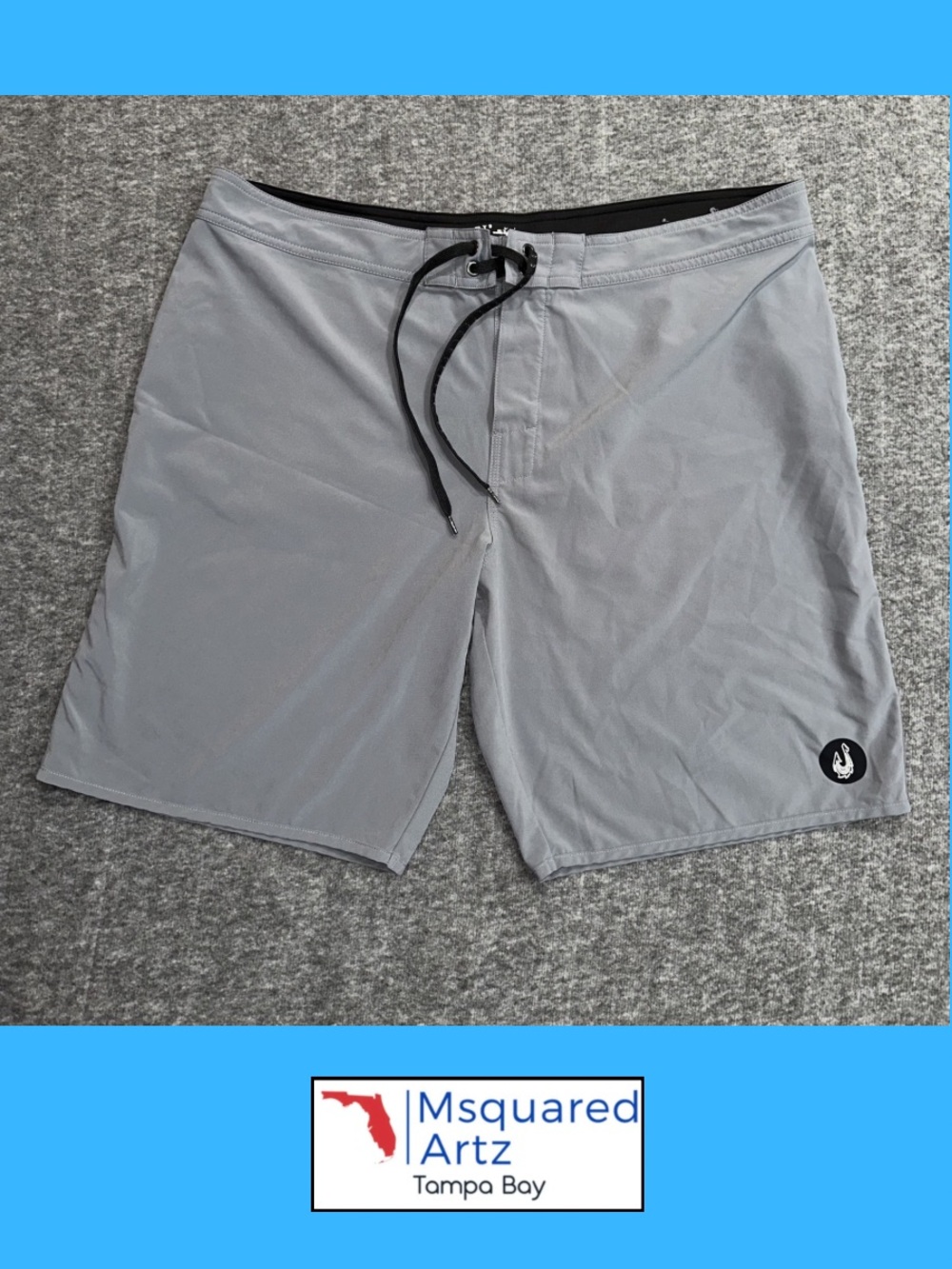 Māori Hook Gray Board Shorts Surf Swim Hybrid Men's XL 38 Performance